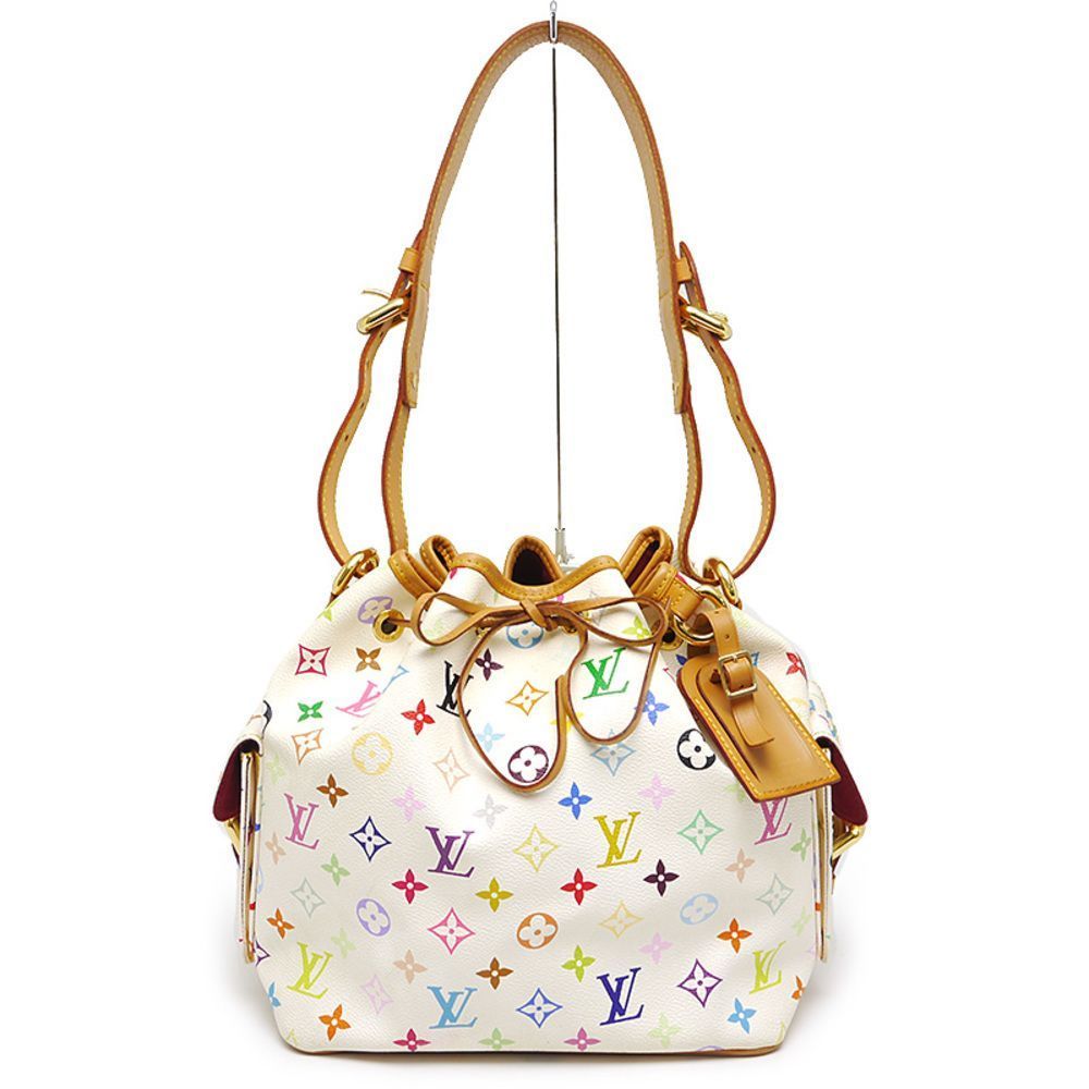 Louis Vuitton Petite Noe MultiColor Drawstring Shoulder Bag White